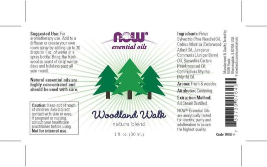 Now Essential Oils, Woodland Walk Oil Blend, Calming Attributes With A Fresh And Woodsy Scent, Steam Distilled, 1-Ounce