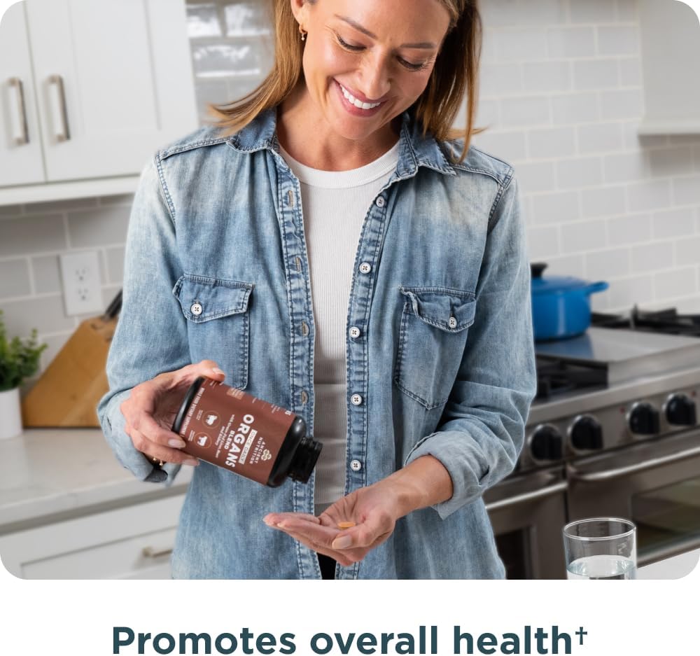 Ancient Nutrition Organ Supplements, Once Daily Grass-Fed and Wild Organ Complex Capsules, Liver, Heart, Kidney Supports Organ, Cognitive, and Immune System Health, 30 Ct : Health & Household