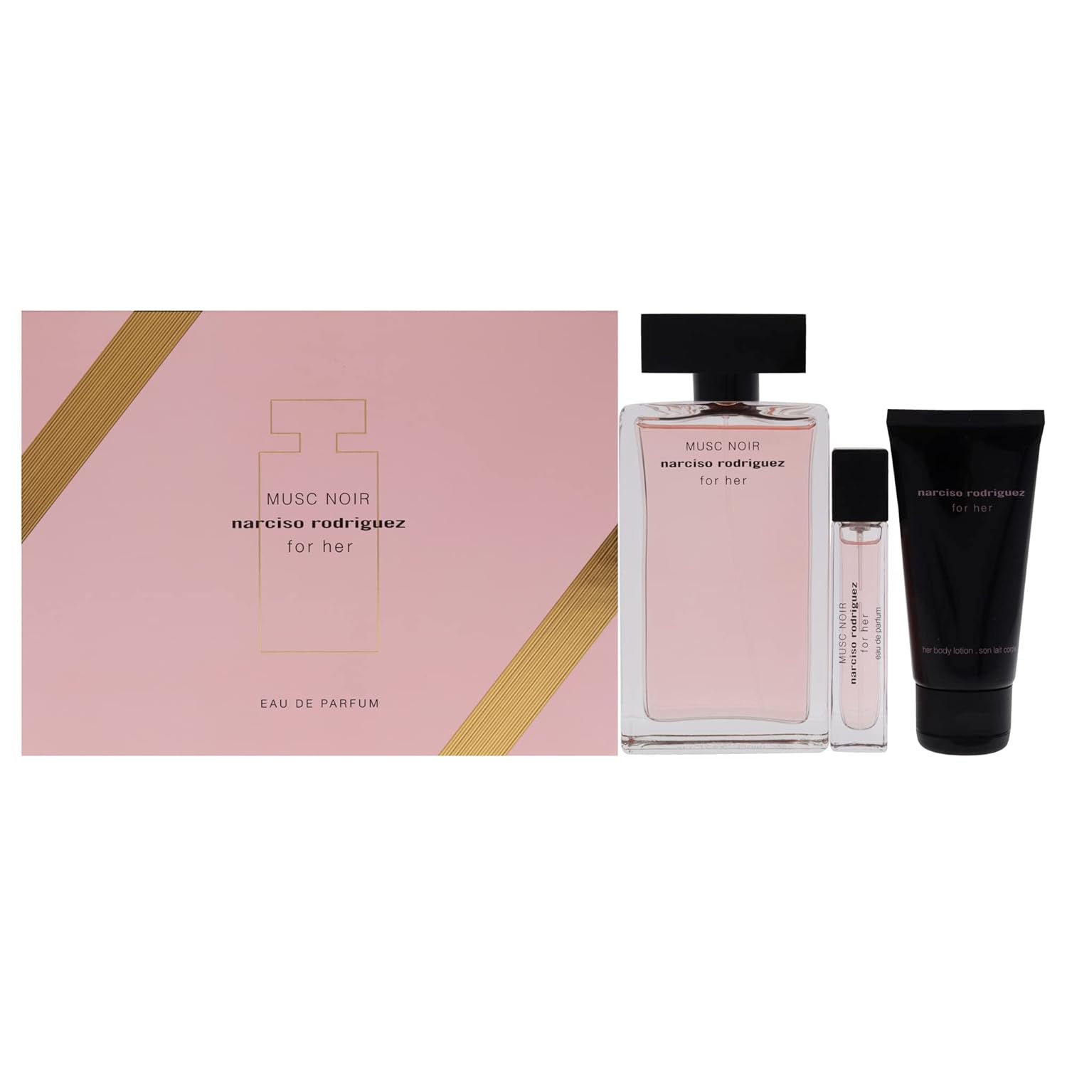 Narciso Rodriguez Musc Noir For Women 3 Piece Set (3.3 Ounce Eau De Parfum Spray + 1.6 Ounce Body Lotion + 0.33 Eau De Parfum Spray) : Beauty & Personal Care