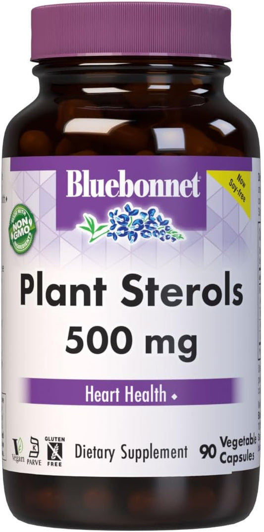 Bluebonnet Nutrition Plant Sterols 500Mg Heart Health Supplement For Men & Women* - Non-Gmo Beta-Sitosterol From Sunflower Oil - Vegan, Gluten-Free - 90 Vegetable Capsules