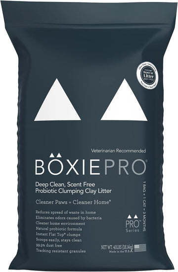 Boxie® Pro™ Probiotic 40 Day Odor Control Clumping Cat Litter, 40Lb Boxiecat 99.9% Dust Free Clay Kitty Litter