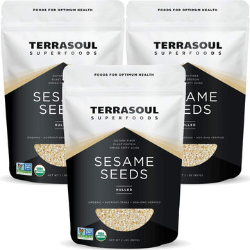 Terrasoul Superfoods Organic Hulled Sesame Seeds, 6 Lbs (3 Pack) - Perfect For Tahini | Gluten-Free | Raw