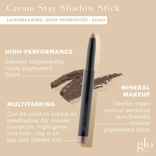 Glo Skin Beauty Cream Stay Shadow Stick (Shell) - Multi-Purpose Eyeshadow Mineral Makeup Can Also Be Used As Liner On Lips Or Cheeks, 12-Hours Of Wear