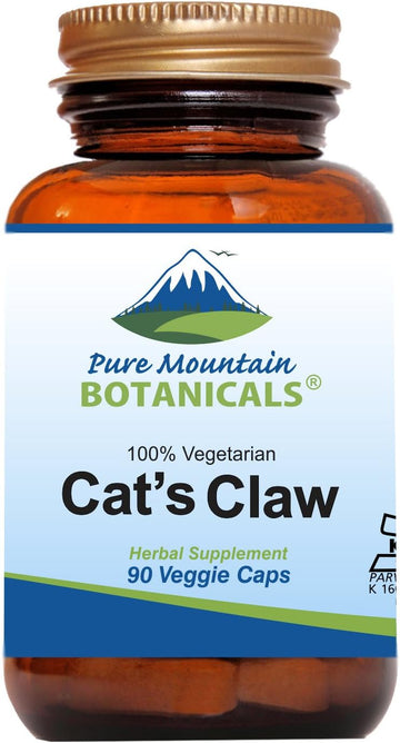Pure Mountain Botanicals Cat’S Claw Capsules - 90 Kosher Vegan Caps With 1000Mg Peruvian Cats Claw Uncaria Tomentosa Herb