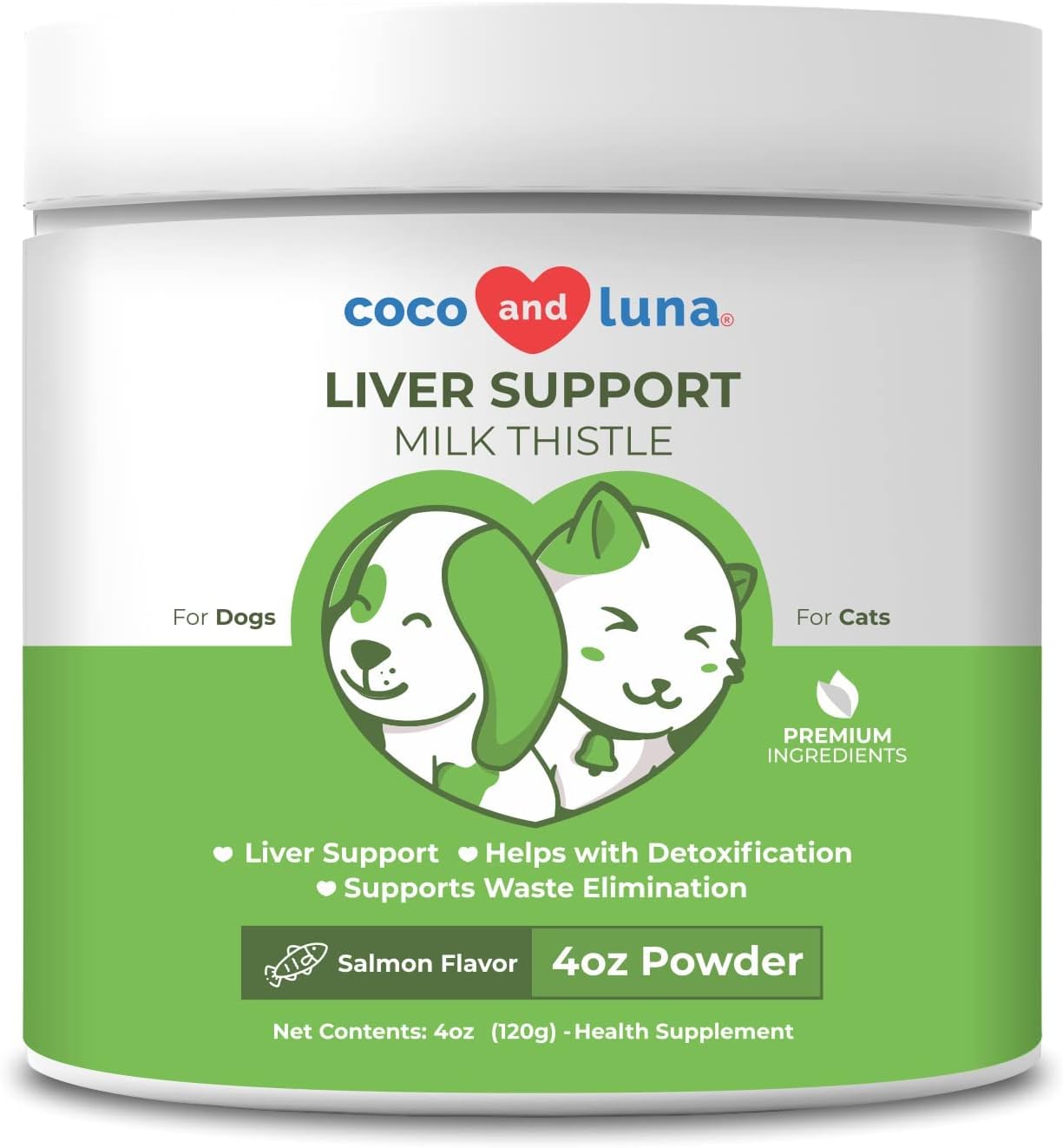 Milk Thistle for Cats - 4oz Powder - Natural Liver Support for Cats - with Same and L-Arginine - Detox, Hepatic Support, Promotes Liver Healthy Function for Cats, Kidney Support (for Cats and Dogs)