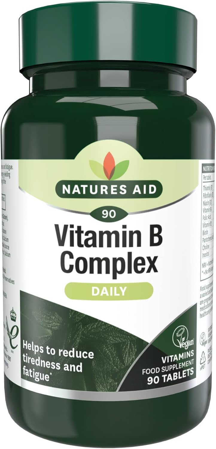 Natures Aid Vitamin B Complex 50 + C - High Strength B Vitamins With Vitamin C - Supports Energy, Nervous System & Immunity, Reduce Tiredness And Fatigue - Vegan, Gluten Free, Non-Gmo - 90 Tablets
