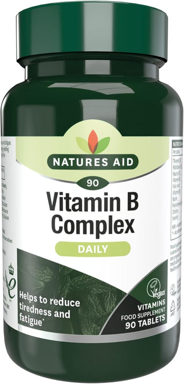 Natures Aid Vitamin B Complex 50 + C - High Strength B Vitamins With Vitamin C - Supports Energy, Nervous System & Immunity, Reduce Tiredness And Fatigue - Vegan, Gluten Free, Non-Gmo - 90 Tablets