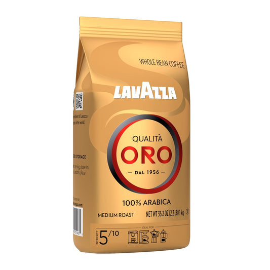 Lavazza Qualità Oro Whole Bean Coffee Blend, Medium Roast, 2.2-Pound Bag (Pack Of 6) ,Full-Bodied Medium Roast With Sweet, Aromatic Flavor, Non-Gmo, Value Pack