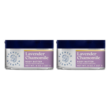Spenser & Jensen Hydrating Lavender & Chamomile Body Butter - Gentle On All Skin Types - Moisturizing Body Lotion for Women & Men - Paraben Free - 8 Oz (Pack of 2)