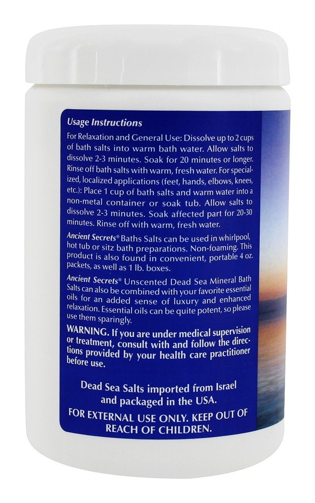 Ancient Secrets Unscented 2 Lb Dead Sea Aromatherapy Bath Salts