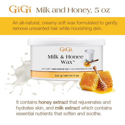 Gigi Milk & Honee Wax For Hair Waxing/Hair Removal, 5 Oz