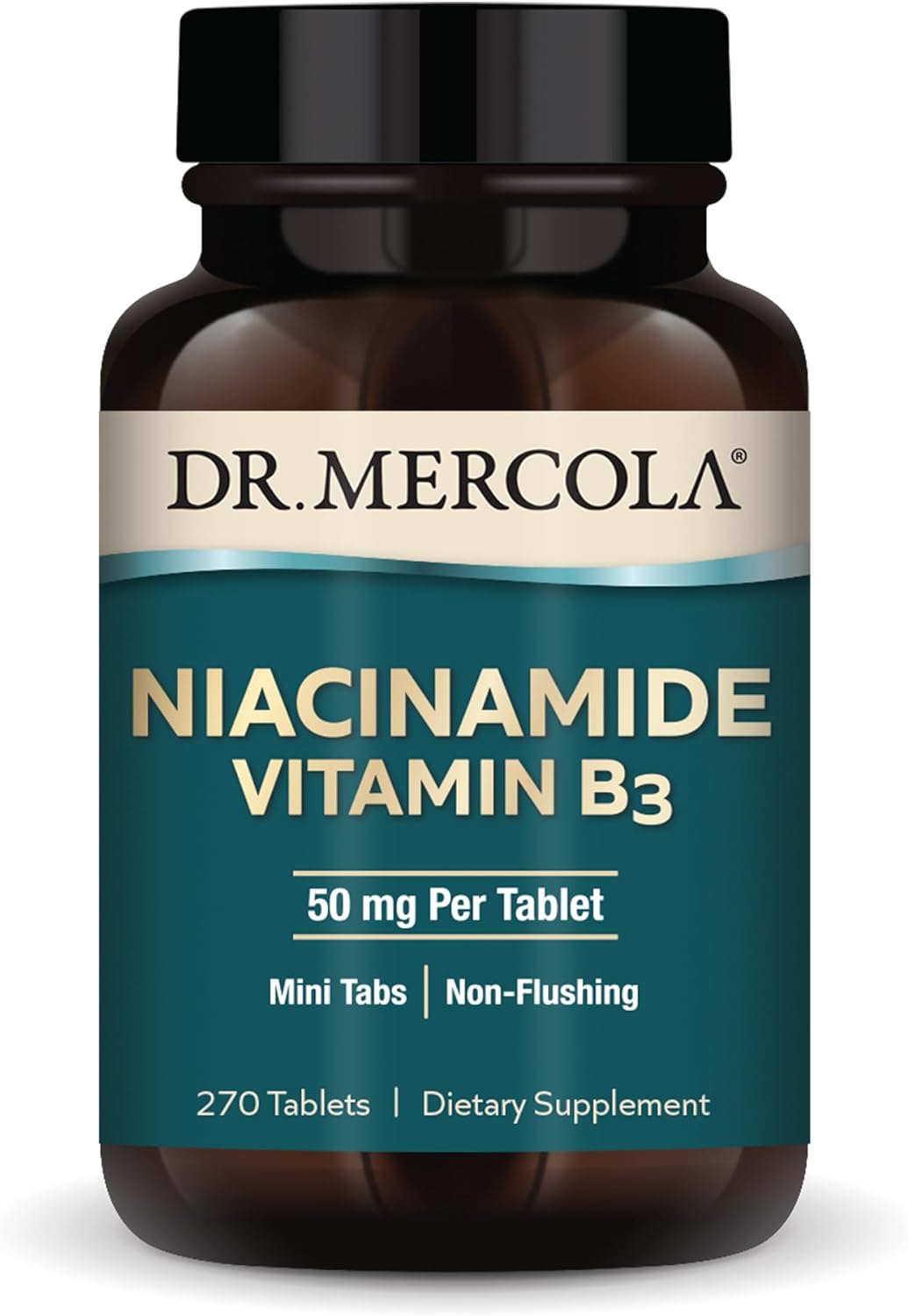 Dr. Mercola Niacinamide Vitamin B3, 90 servings (270 tablets), Dietary Supplement, Mini Tabs, Non-Flushing, Supports Metabolic Health, Non-GMO