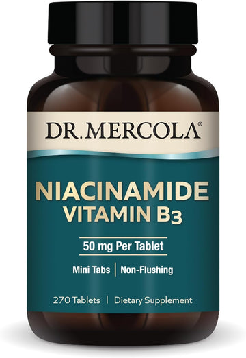 Dr. Mercola Niacinamide Vitamin B3, 90 Servings (270 Tablets), Dietary Supplement, Mini Tabs, Non-Flushing, Supports Metabolic Health, Non-Gmo