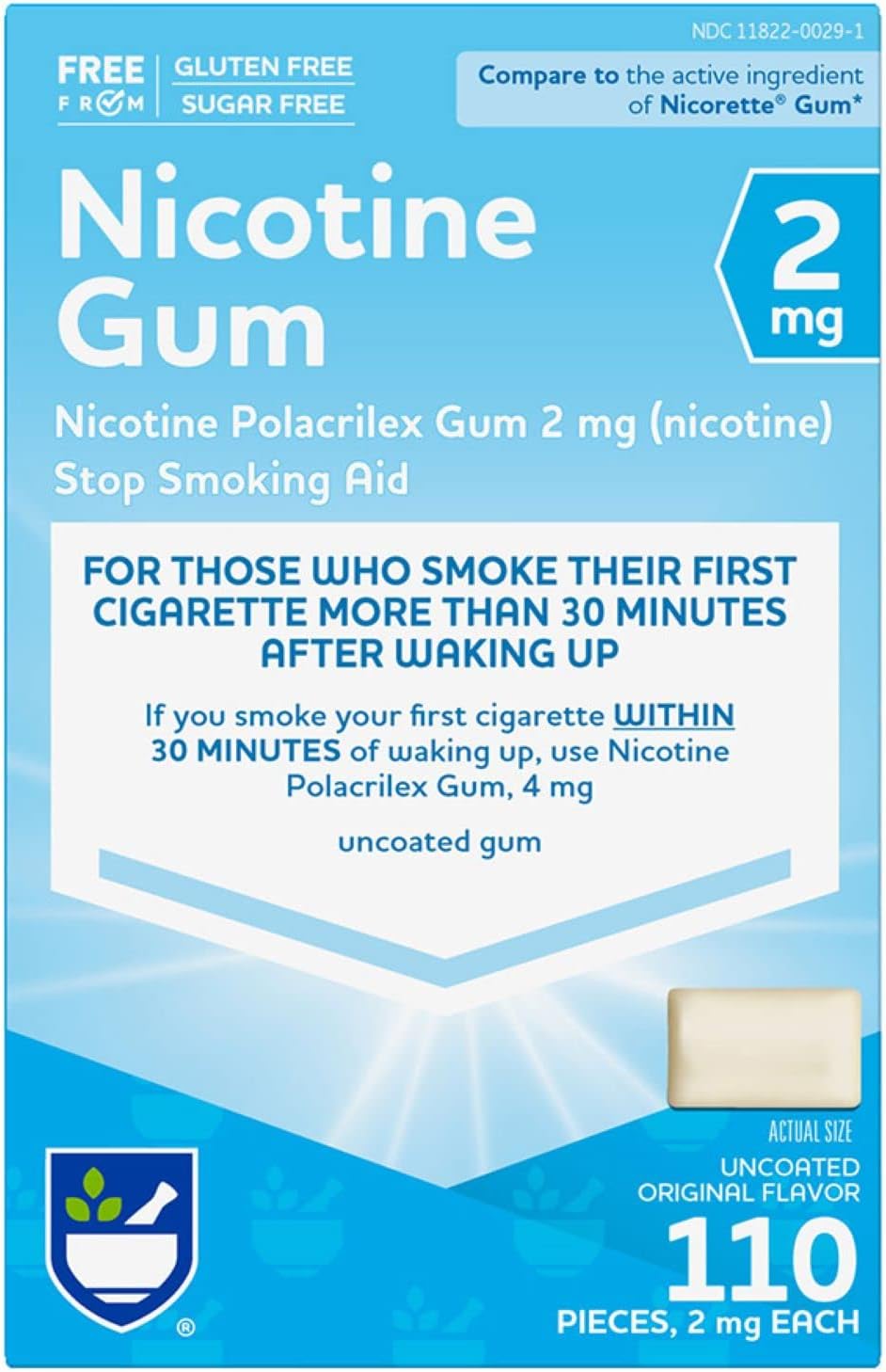 Rite Aid Nicotine Gum, Original Flavor, 2 Mg - 110 Count | Quit Smoking Aid | Nicotine Replacement Gum | Stop Smoking Aids That Work | Chewing Gum To Help You Quit Smoking | Nicotine Gum