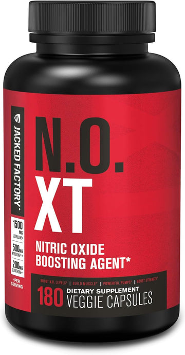 Jacked Factory N.O. Xt Nitric Oxide Supplements For Men W/Nitrosigine L Arginine L Citrulline Supplement For Muscle Pumps & Vascularity - Pre Workout Nitric Oxide Booster & Muscle Builder - 180 Caps