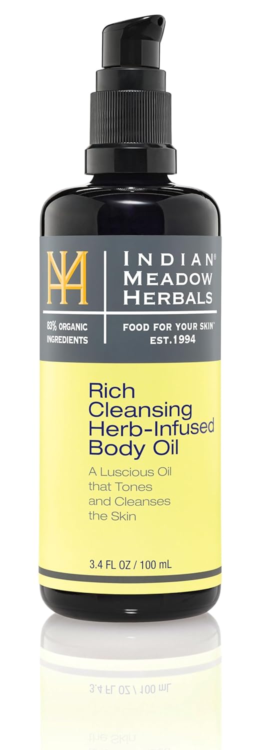 Indian Meadow Herbals Rich Cleansing Herb-Infused Body Oil (3.4 oz.) – Luscious Body & Massage Oil. Improves Circulation and Tones & Cleanses the Skin. : Massage Lotions : Health & Household