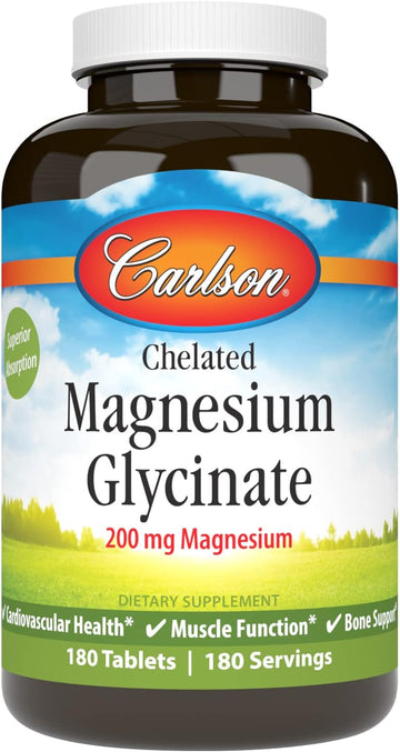 Carlson Chelated Magnesium 200mg, 180 Tablets