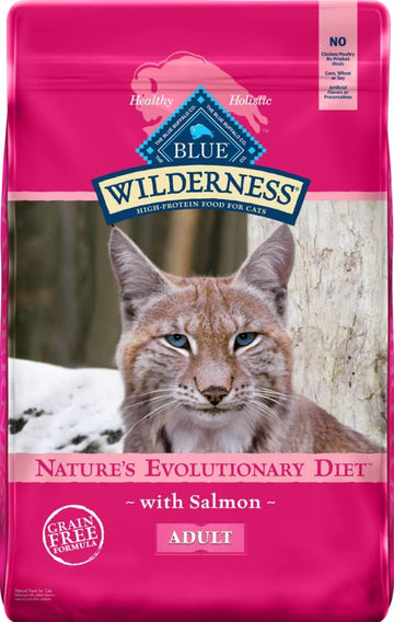 Blue Buffalo Wilderness Natural Adult Dry Cat Food, High-Protein And Grain-Free Diet, Supports Healthy Muscle Development And A Healthy Immune System, Salmon, 5-Lb. Bag