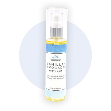 Vanilla And Avocado Body And Hair Oil With Jojoba And Olive – Vegan, Non-Gmo, Food Grade, Gluten-Free, Wheat-Free – 3.5 Oz Pump Bottle