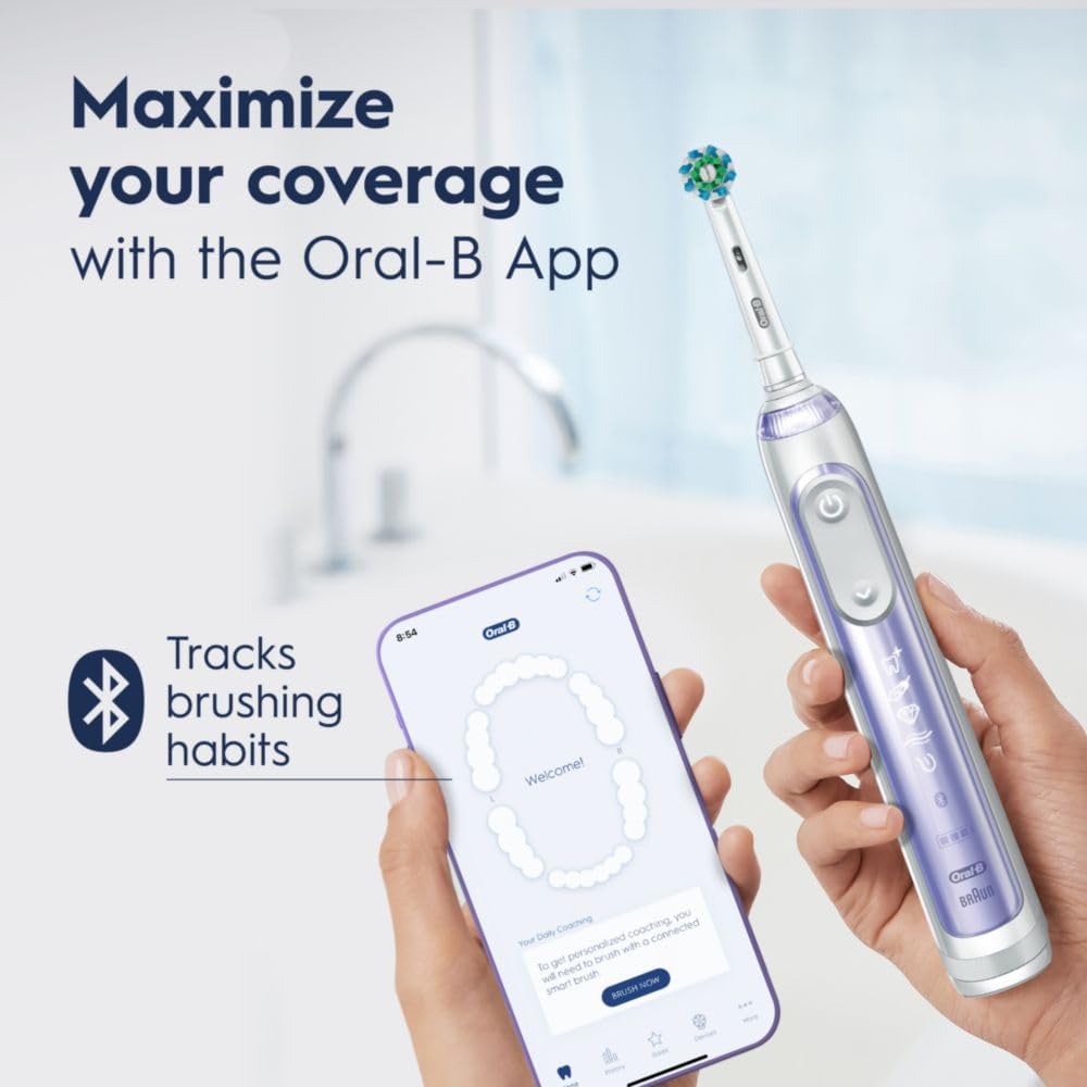 Oral-B Genius X Limited, Electric Toothbrush with Artificial Intelligence, Rechargeable Toothbrush (1) Replacement Brush Head, Travel Case, Orchid Purple