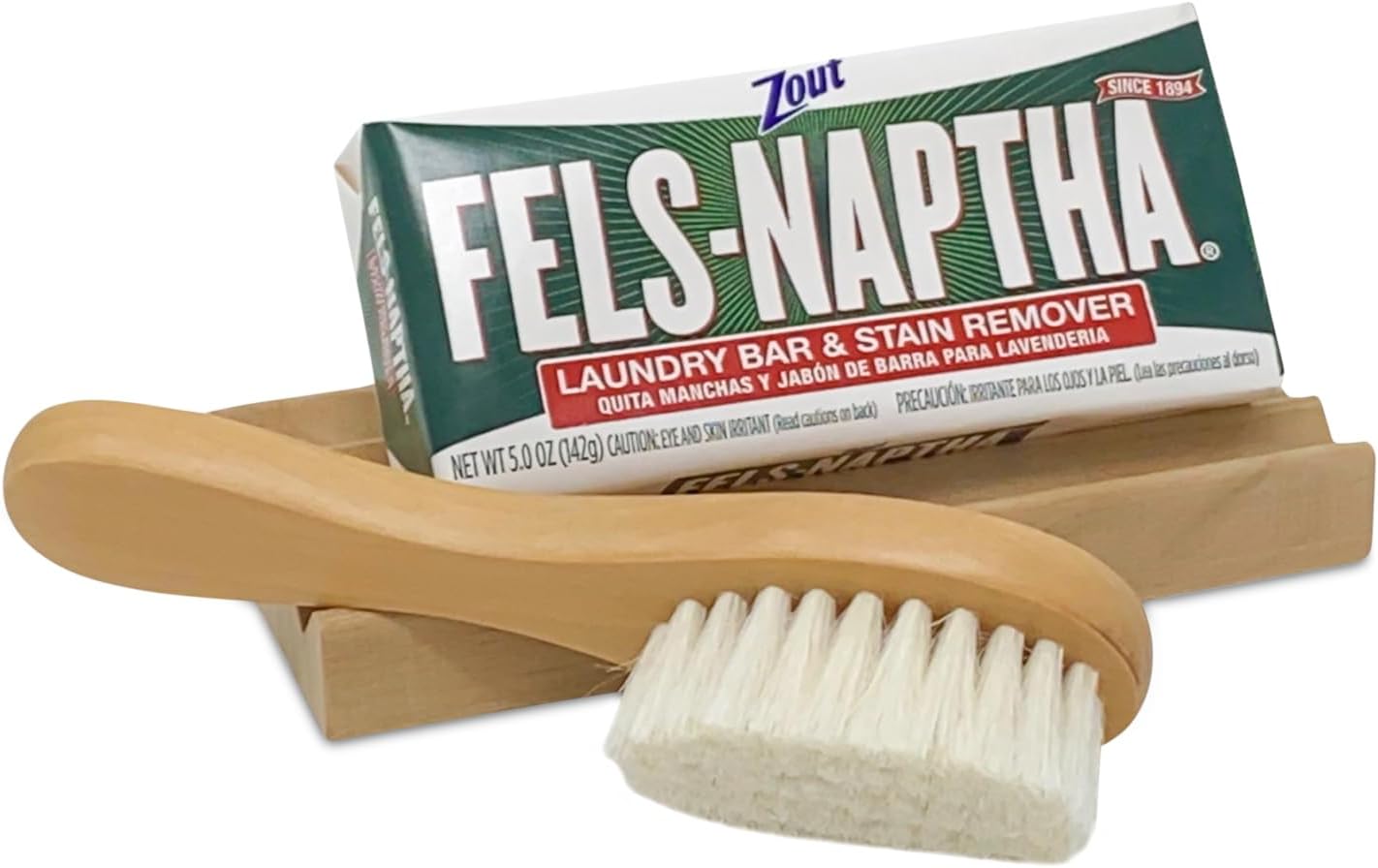 Fels Naptha Laundry Detergent Bar - 5 Ounce Fels Naptha Laundry Bar Soap and Stain Remover Bundle. Get the Ultimate Accessory to your Fels Naptha Soap Bars. (Fabric Safe Brush Bundle)