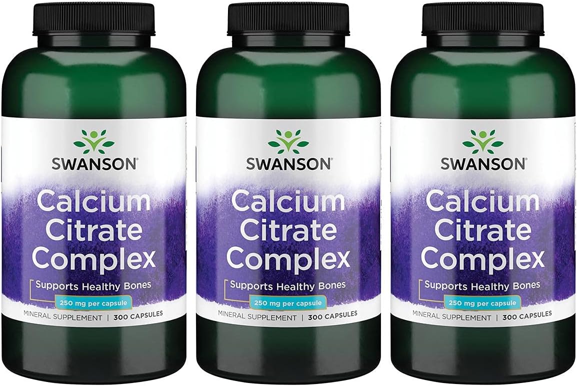Swanson Calcium Citrate Complexmuscle Bone Health Support Mineral Supplement 300 Capsules (3 Pack)