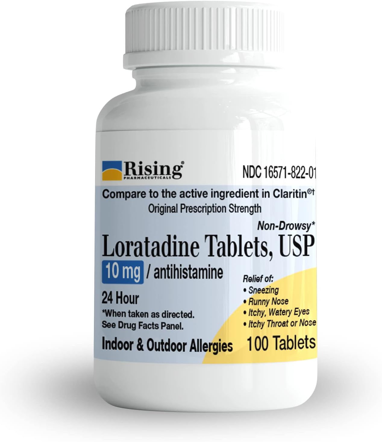 Rising Pharma Allergy Relief - Loratadine Tablets 10Mg - Antihistamine, Allergy Relief Product - 100 Tablets