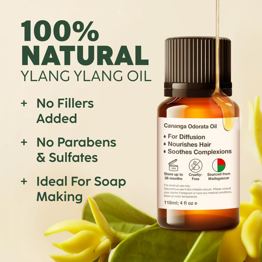 Kukka Ylang-Ylang Essential Oil - 100% Pure Natural Ylang Ylang Oil For Skin Hair & Diffuser - Premium Quality Ylang Ylang Essential Oil For Aromatherapy Soap Making Scent & Diy (0.34 Fl Oz)