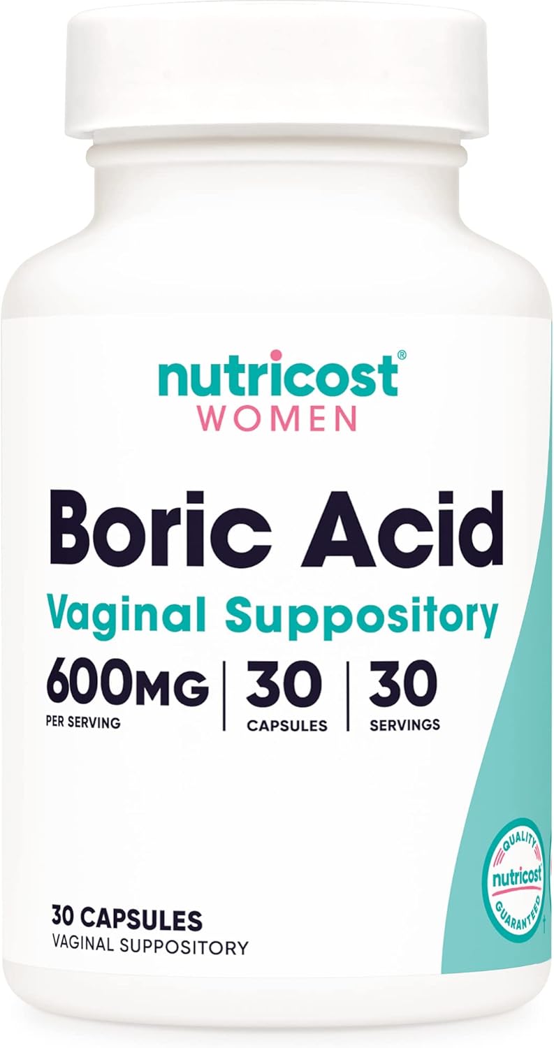 Nutricost Boric Acid 600mg, 30 Capsules - Vaginal Suppository - Non-GMO - for Women