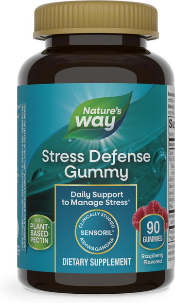 Nature'S Way Stress Defense Gummies, Stress Support*, Supports Balanced Cortisol Response*, With Sensoril Ashwagandha, Vitamins B6, C, And D3, Raspberry Flavored, 90 Gummies (Packaging May Vary)