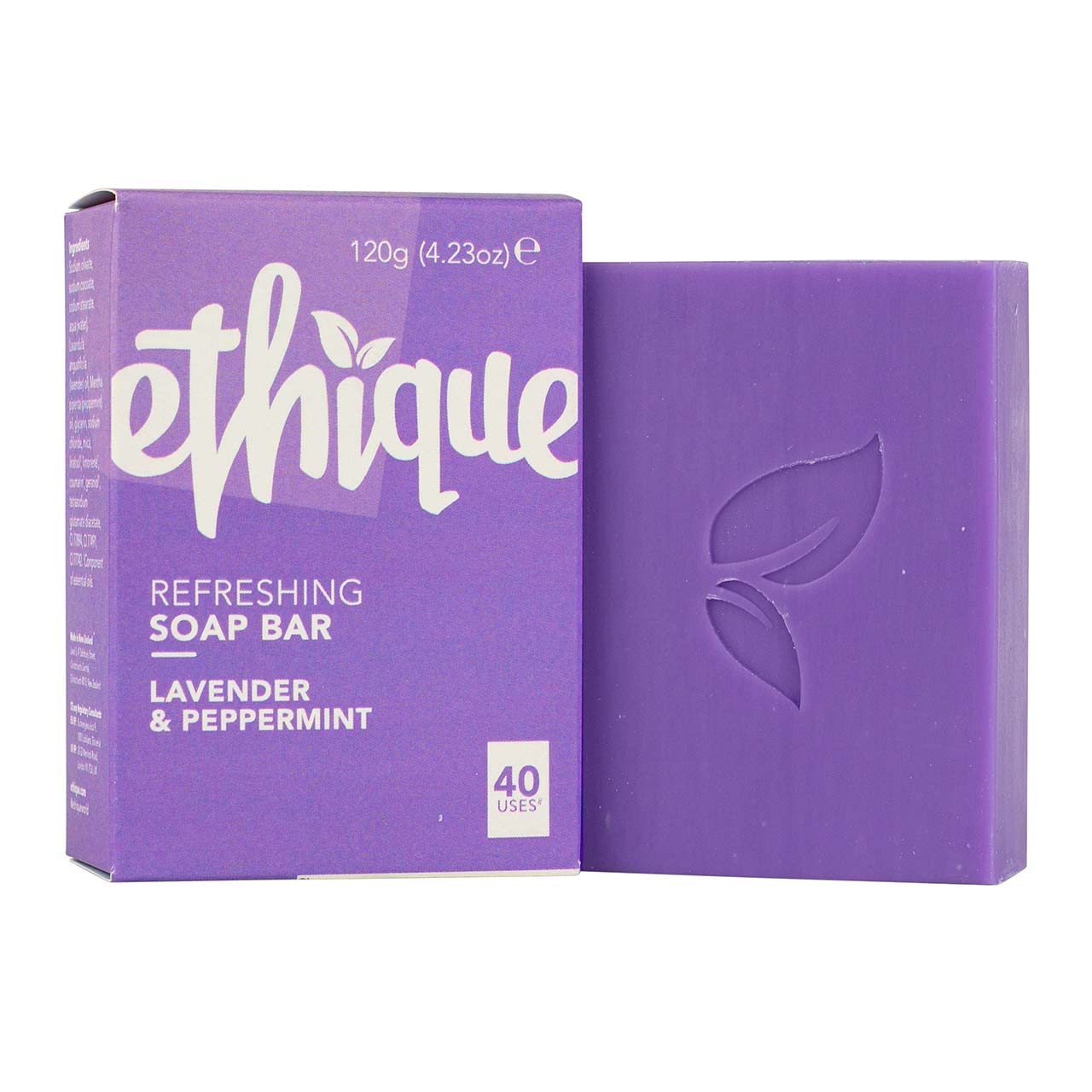 Ethique Refreshing Lavender & Peppermint Soap Bar - Body Wash for All Skin Types - Plastic-Free, Vegan, Cruelty-Free, Eco-Friendly, 4.23 oz (Pack of 1)