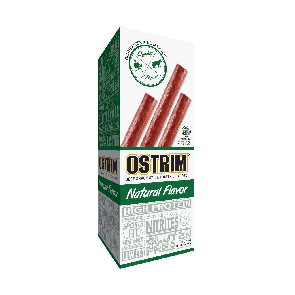 Ostrim Grass-Fed Beef & Ostrich Jerky Snack Sticks-Natural Flavor, 1.5