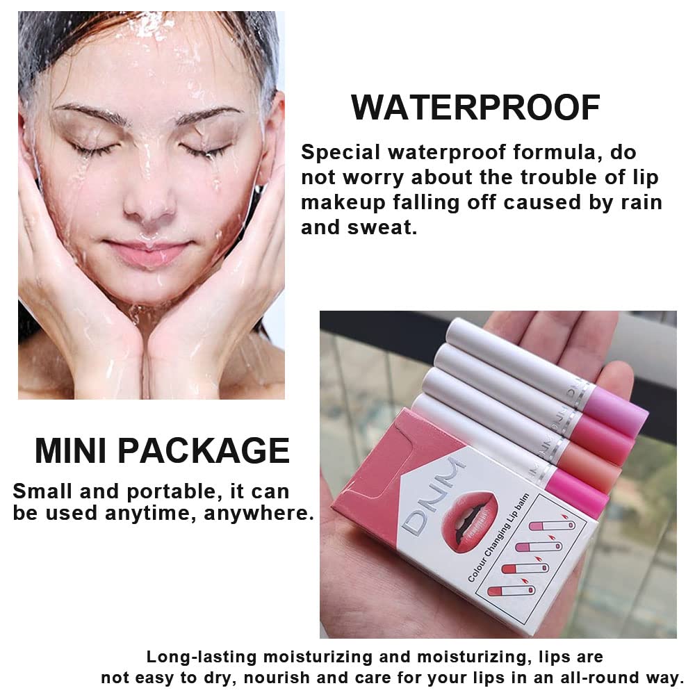 Bingbrush 2Pcs Color Changing Lipstick, Pink Ph Mood Long Lasting Labiales Lip Care Moisturizer Lip Balm Korean Magic Lip Gloss Lip Tinted Stain Makeup Lipstick Set For Women