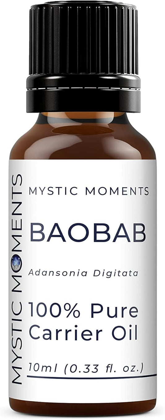 Mystic Moments | Baobab Virgin Carrier Oil 10ml - Pure & Natural Oil Perfect for Hair, Face, Nails, Aromatherapy, Massage and Oil Dilution Vegan GMO Free