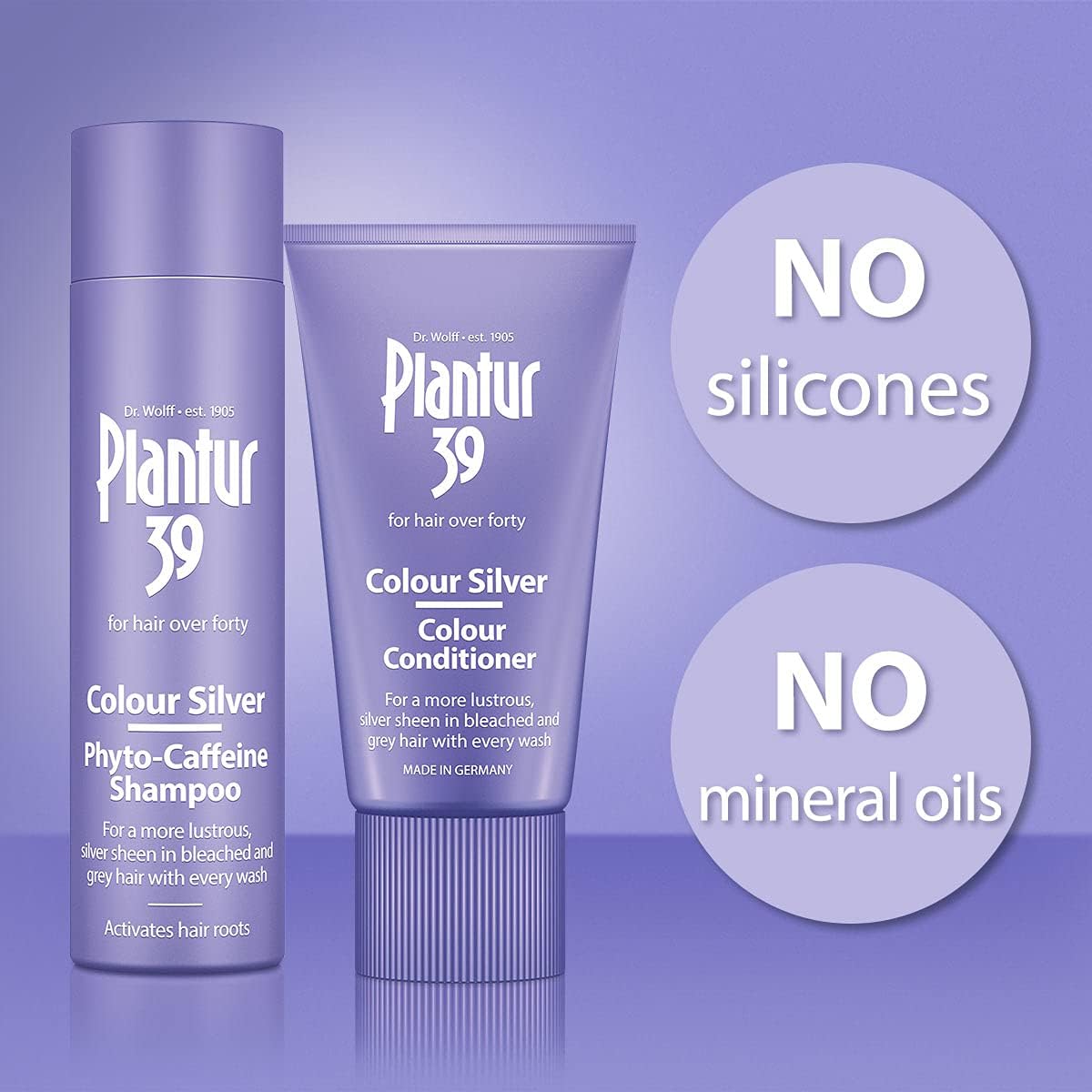 Plantur 39 Purple Shampoo and Conditioner Set | Enhanced Silver Sheen for Bleached and Grey Hair | Prevents and Reduces Hair Loss and Supports Hair Growth | 1x Shampoo 250ml | 1x Conditioner 150ml : Amazon.co.uk: Beauty