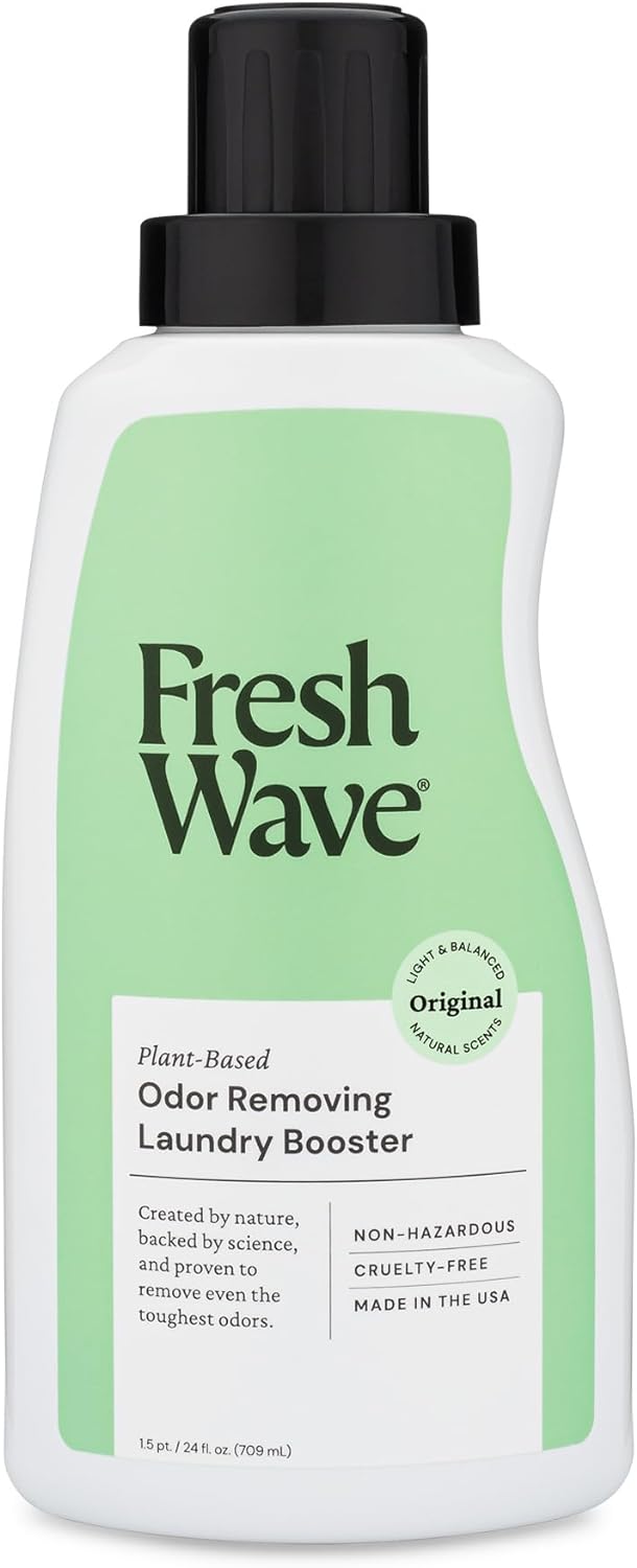 Fresh Wave Odor Removing Laundry Booster, 24 fl. Oz. | Laundry Scent Booster | Safer Odor Relief | Natural Plant-Based Odor Eliminator | Pet Bedding, Activewear, Blankets, Clothes & Fabrics