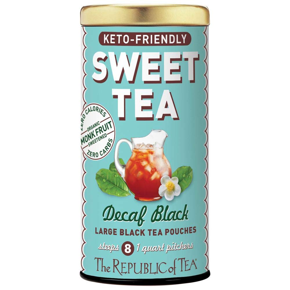 The Republic Of Tea – Keto-Friendly Sweet Iced Decaf Black Tea, 8 Large Quart-Sized Iced Tea Pouches, Decaffeinated