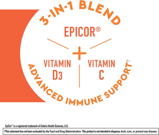 Nature Made Wellends Immune & Respiratory, EpiCor Postbiotic, Vitamin C, Vitamin D3, Advanced Immune Support Supplement, 50 Vegetarian Capsules