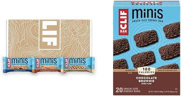 Cliff Bar Minis Variety & Chocolate Brownie Flavor Packs - 30 Count & 20 Count - Made With Organic Oats - 4-5G Protein - Plant Based Snack Bars