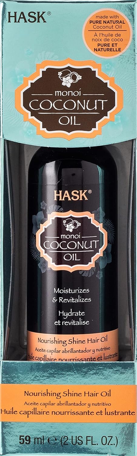 Hask Coconut Nourishing Shine Oil For All Hair Types, Color Safe, Gluten-Free, Sulfate-Free, Paraben-Free, Cruelty-Free - 2 Fl Oz Hair Oil