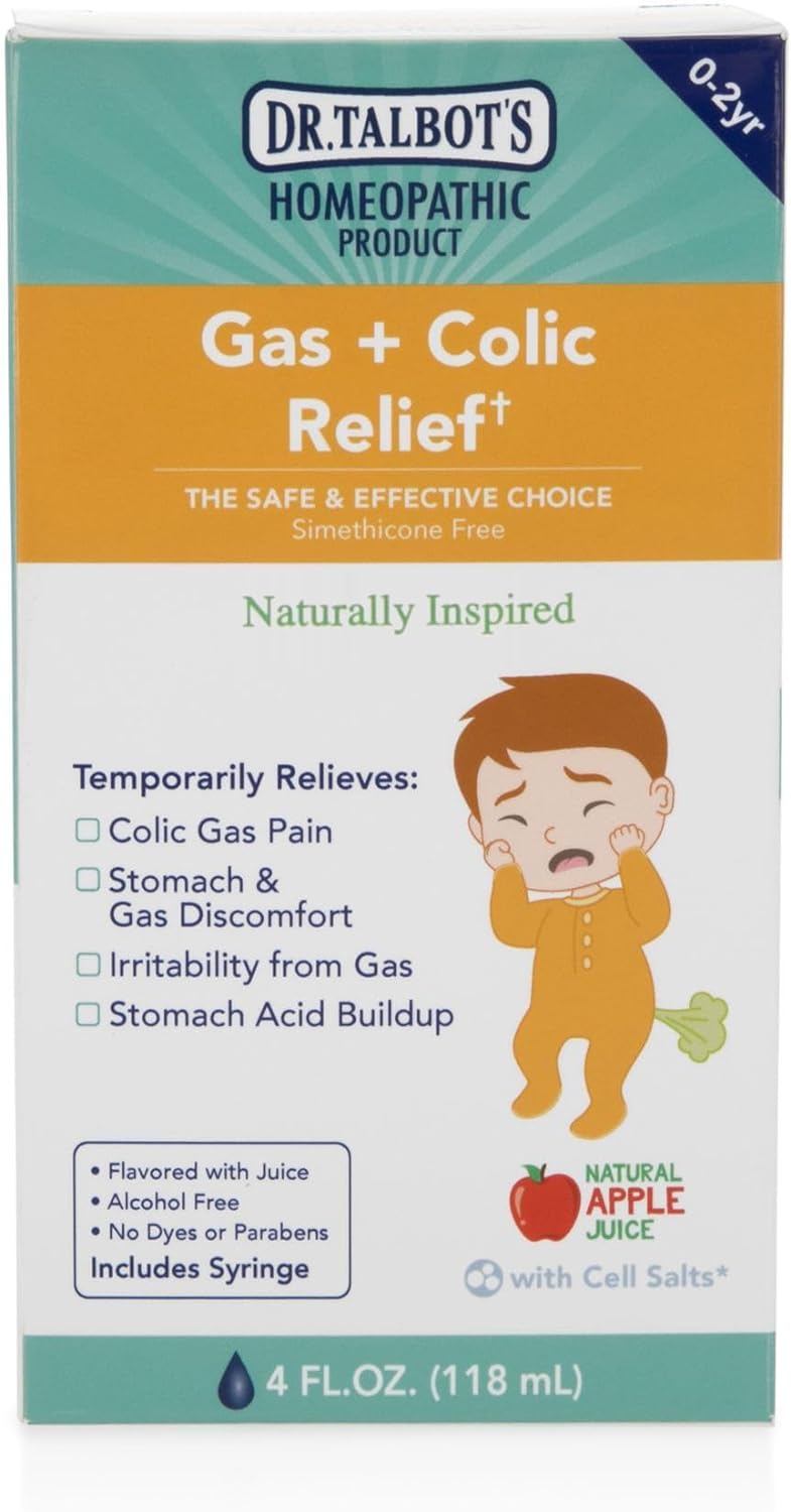 Dr. Talbot's Gas + Colic Relief Liquid Medicine, Naturally Inspired, for Infants, Includes Syringe, Apple Juice Flavor, 4 Fl Oz : Health & Household