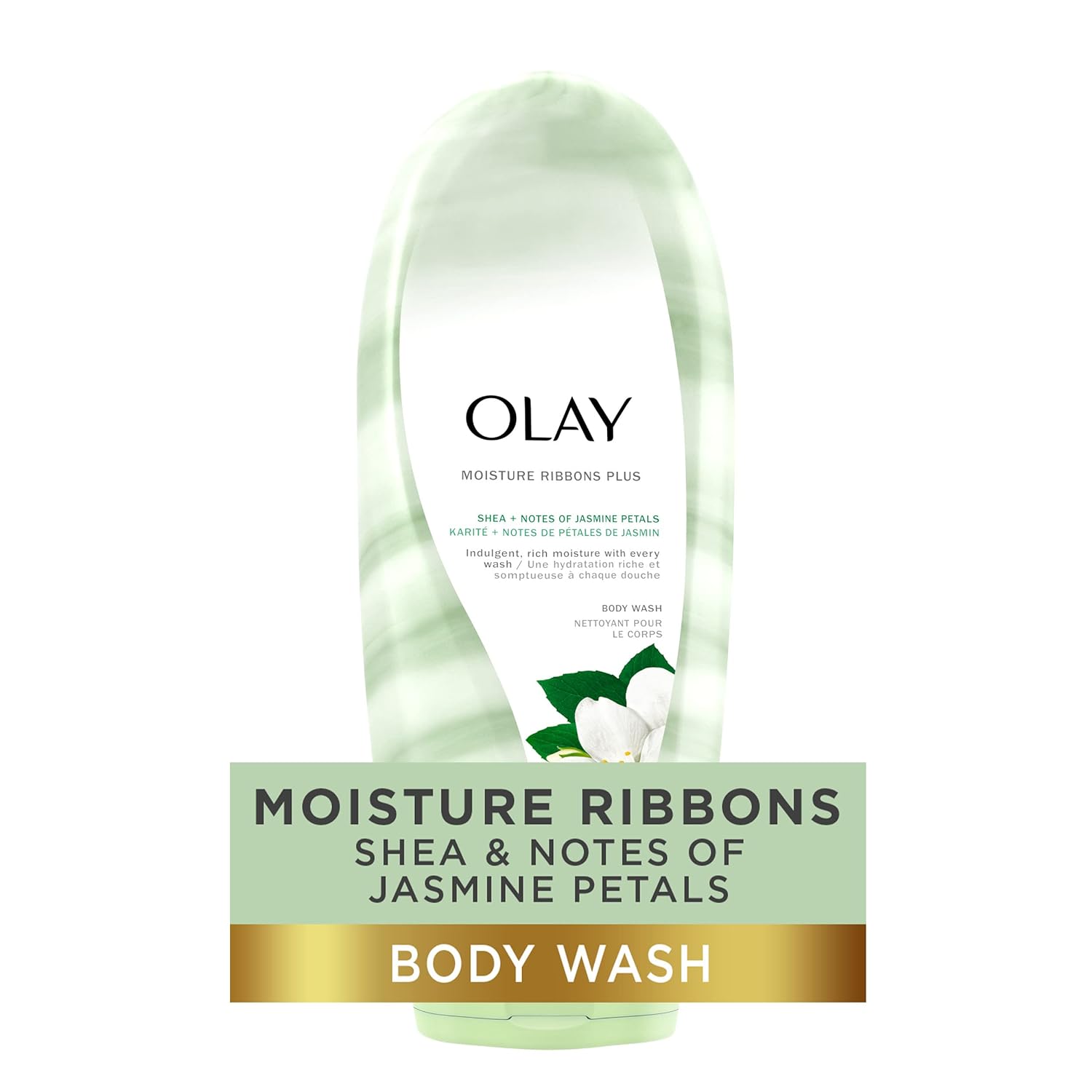 Olay Moisture Ribbons Body Wash with Shea and Notes of Jasmine Petals, 18 fl oz, (Pack of 4) : Beauty & Personal Care