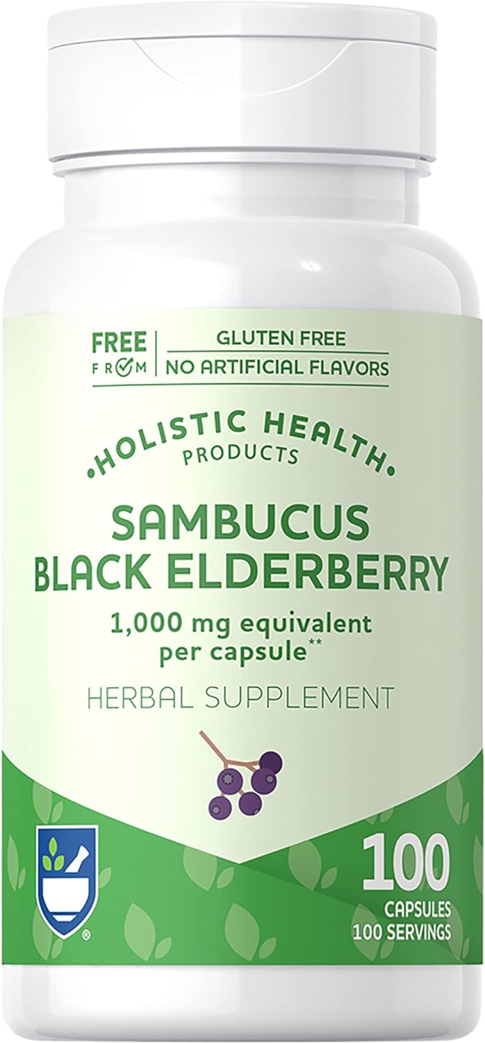 Rite Aid Elderberry Capsules 1000mg, 100 Count, Supports Immunity, Powerful Antioxidants, Natural Herb : Health & Household