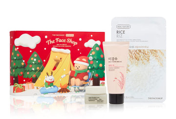 The Face Shop Best Sellers Holiday Kit | Face Wash For Sensitive,Combination & Oily Skin | Organic Vegan Anti-Aging Face Moisturizer | K-Beauty Skincare,Korean Skincare Set