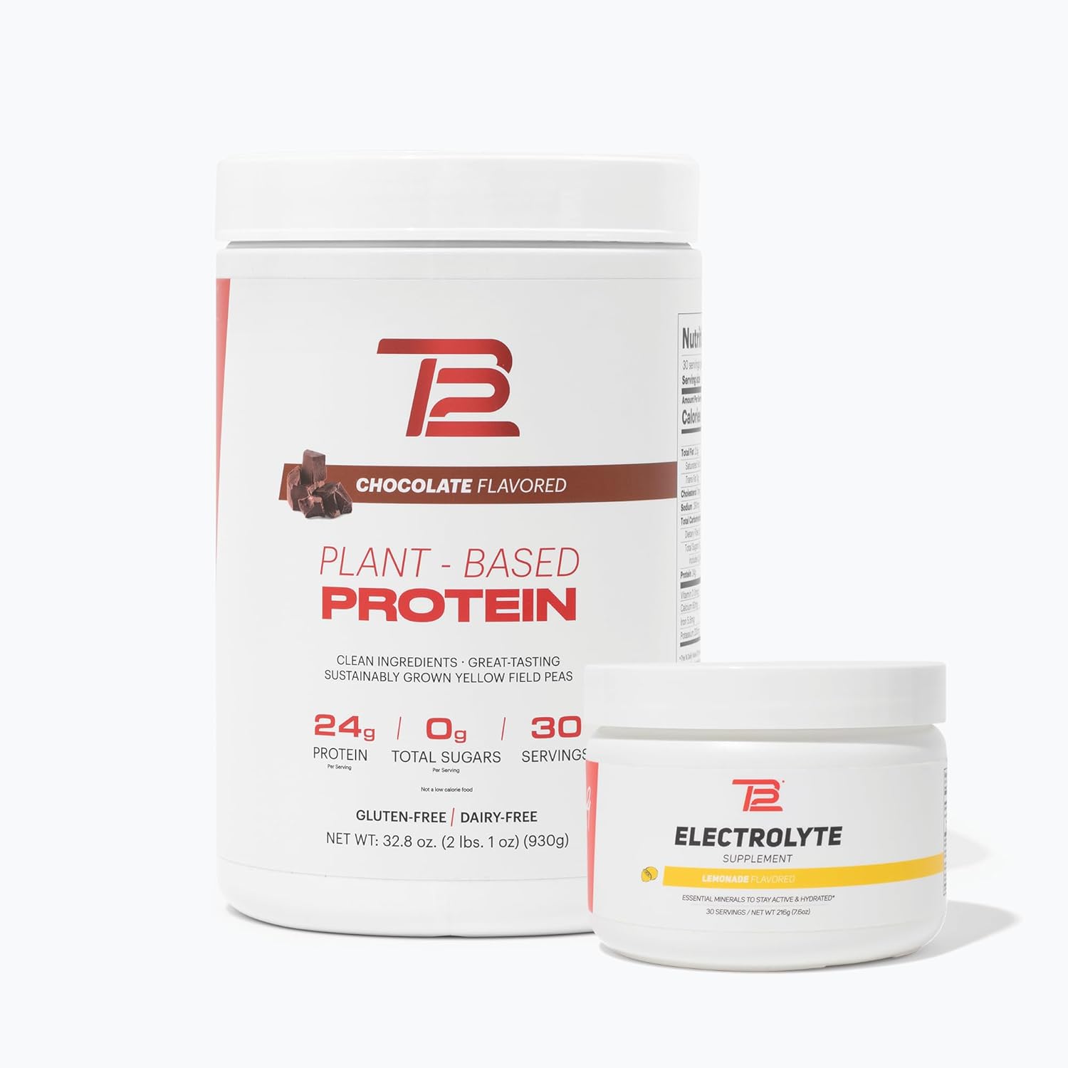 TB12 Plant Based Strength & Hydration Bundle (Chocolate Protein Powder & Lemonade Electrolytes), Support Muscle Recovery & Hydration, Dairy Free, Non-GMO, Soy-Free : Health & Household