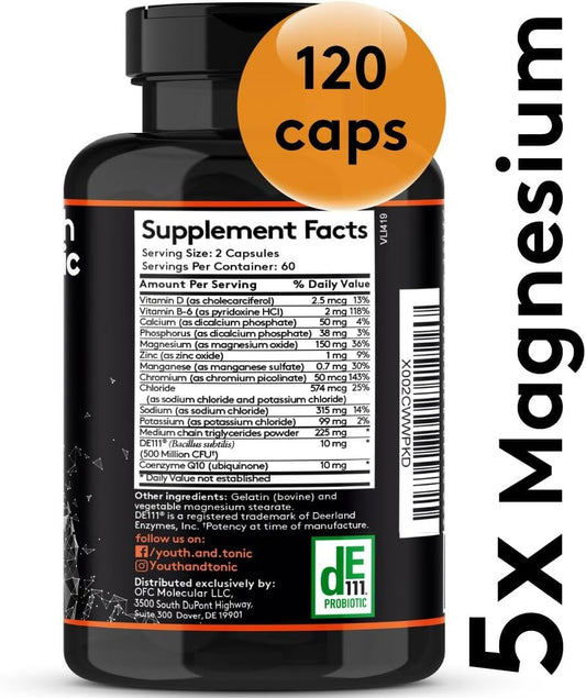 120 Mct Keto Electrolytes Pills | 150 Mg Magnesium Probiotics Co Q 10 | Potassium Sodium Chloride Calcium Zinc & D3 Vitamin | Premium Grade Salt Supplement Designed For Low Carbs & Keto Diets