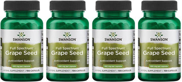 Swanson Grape Seed Heart Antioxidant Free Radicals Healthy Blood Pressure Support Polyphenols Opcs Herbal Supplement 380 Mg 100 Capsules (4 Pack)