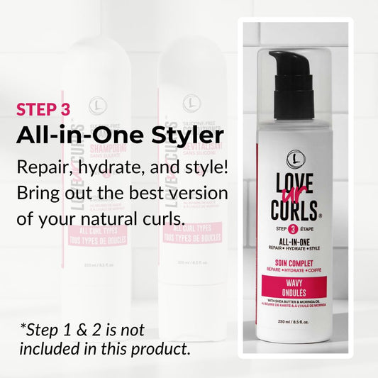 Love Ur Curls Lus Brands All-In-One Styler For Natural Wavy Textured Hair 8.5 Oz - Repair, Hydrate, Style In One Easy Step - No Crunch Non-Sticky Hair Care With Shea Butter And Moringa