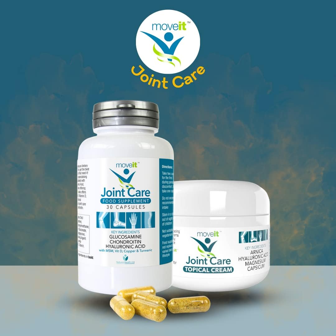 Moveit Joint Care Supplement – 30 Capsules | Glucosamine, Chondroitin, MSM, Turmeric, Hyaluronic Acid, Vitamin D & Copper | Bone & Muscle Support for Mobility, Flexibility & Comfort 1 Month Supply : Amazon.co.uk: Health & Personal Care