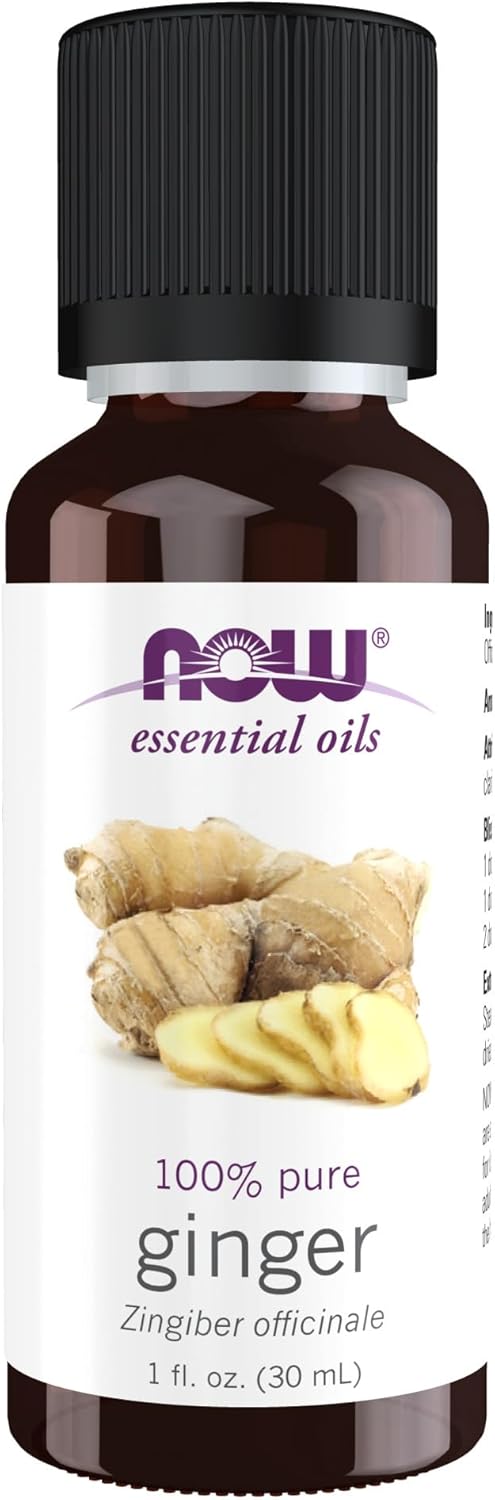 Now Essential Oils, Ginger Oil, Spicy Aromatherapy Scent, Steam Distilled, 100% Pure, Vegan, Child Resistant Cap, 1-Ounce